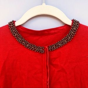 Fancy red cardigan sweater